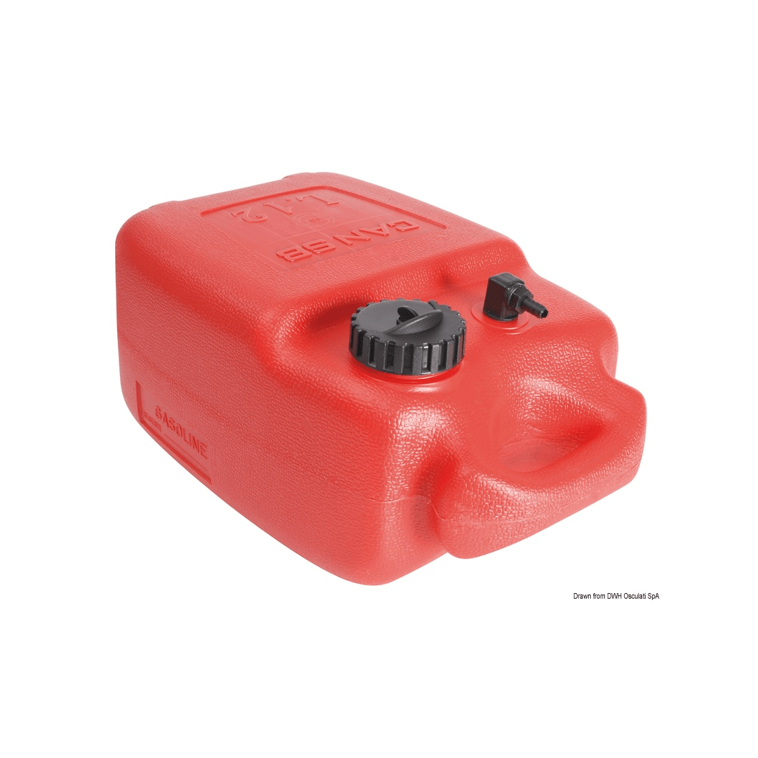 Serbatoio portatile carburante 12 lt rosso in plastica rigida con tappo e raccordo
