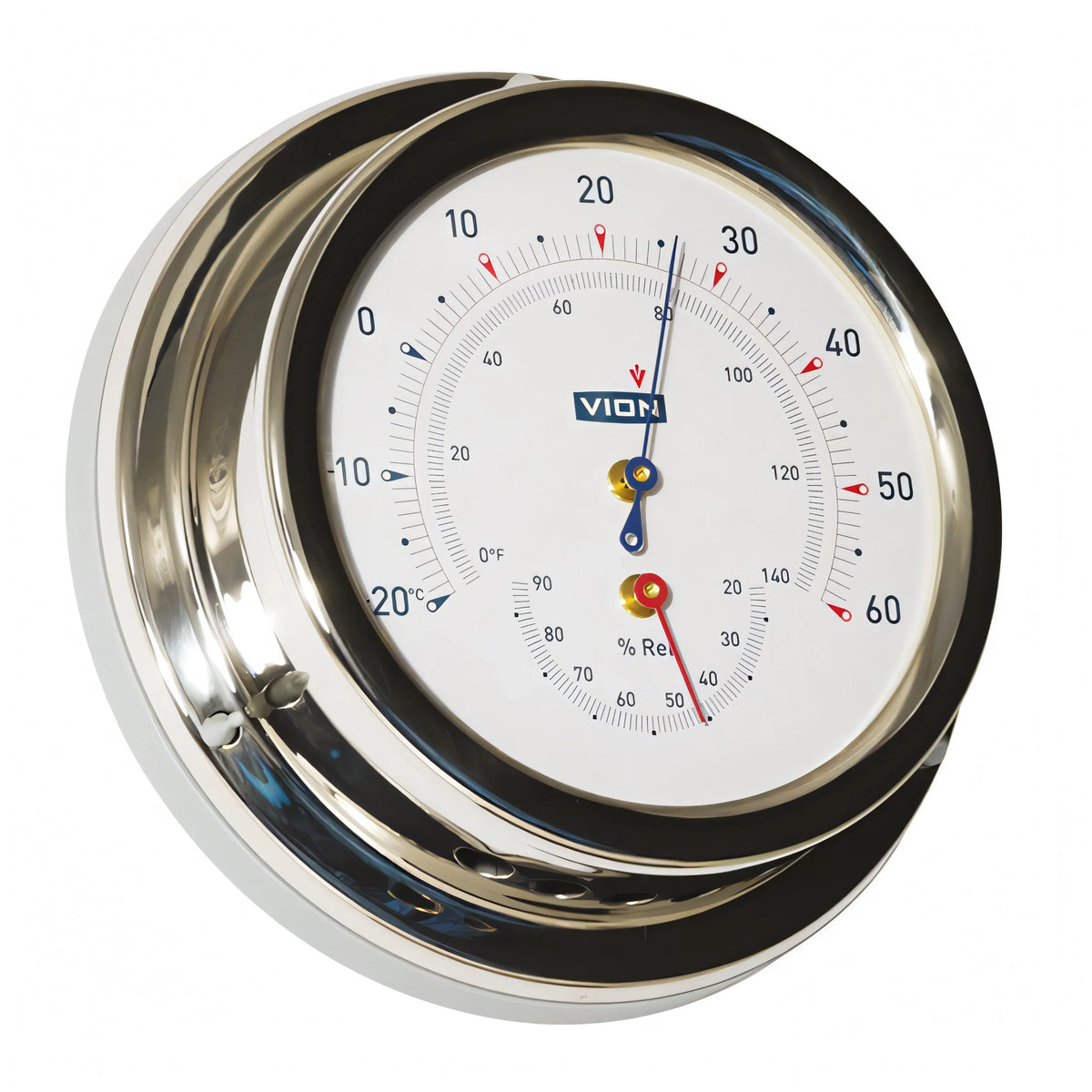 Termoigrometro Foresti e Suardi in acciaio inox, Ø 127 mm