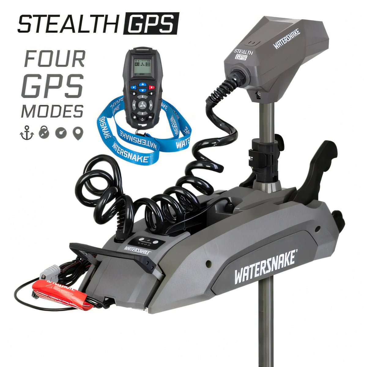 Motore Elettrico Watersnake Stealth GPS 80 lb 24V Gambo 78" con Nav Sensor - Watersnake