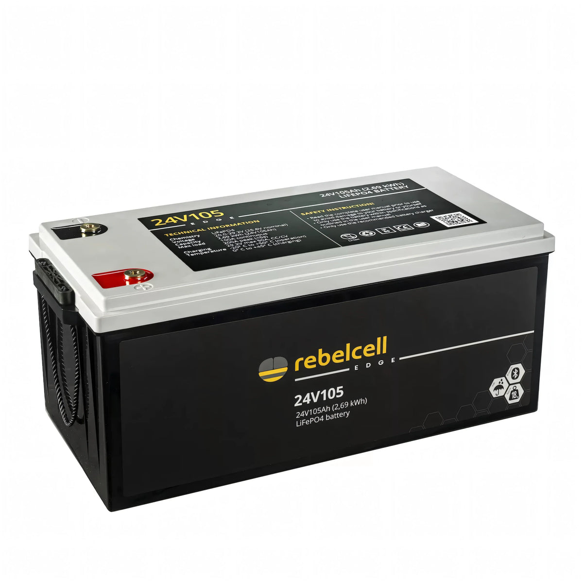 Batteria al Litio LiFePO4 Rebelcell EDGE 105Ah 12V 24V 36V per Motori Elettrici - Rebelcell