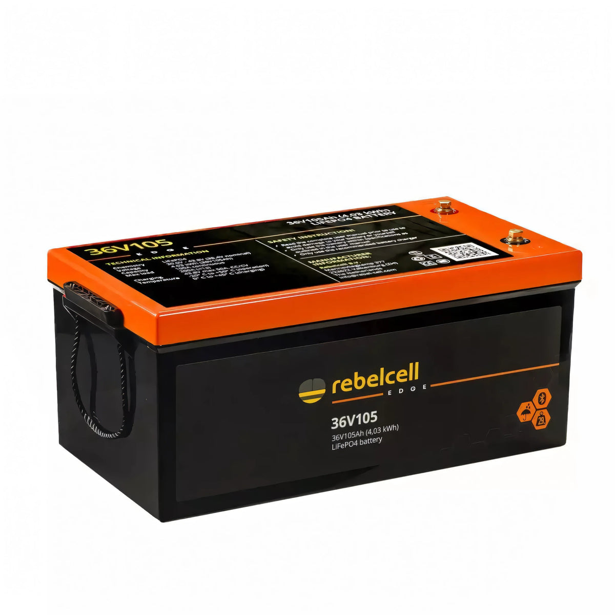 Batteria al Litio LiFePO4 Rebelcell EDGE 105Ah 12V 24V 36V per Motori Elettrici - Rebelcell