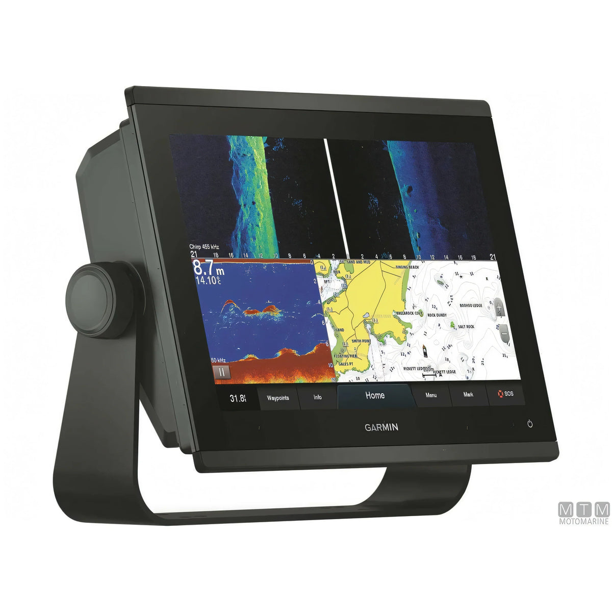 Chartplotter Garmin GPSMAP 1223xsv 12" nero, vista laterale con ecoscandaglio