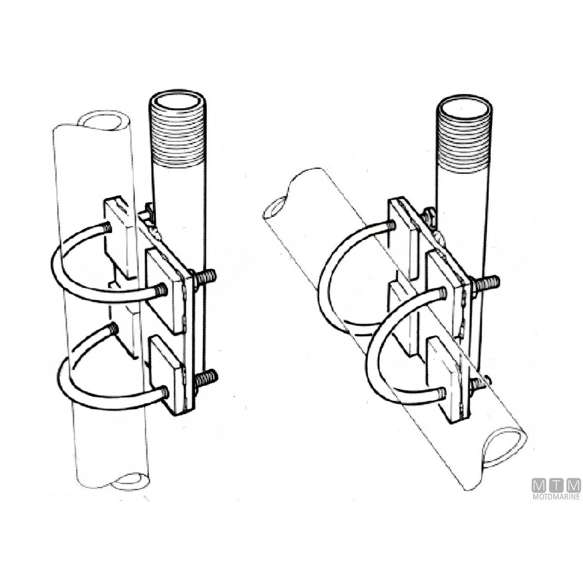 Glomex base a morsetto inox per antenna su tubo — Ø 25/80 mm