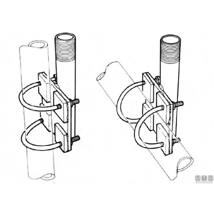 Glomex base a morsetto inox per antenna su tubo — Ø 25/80 mm