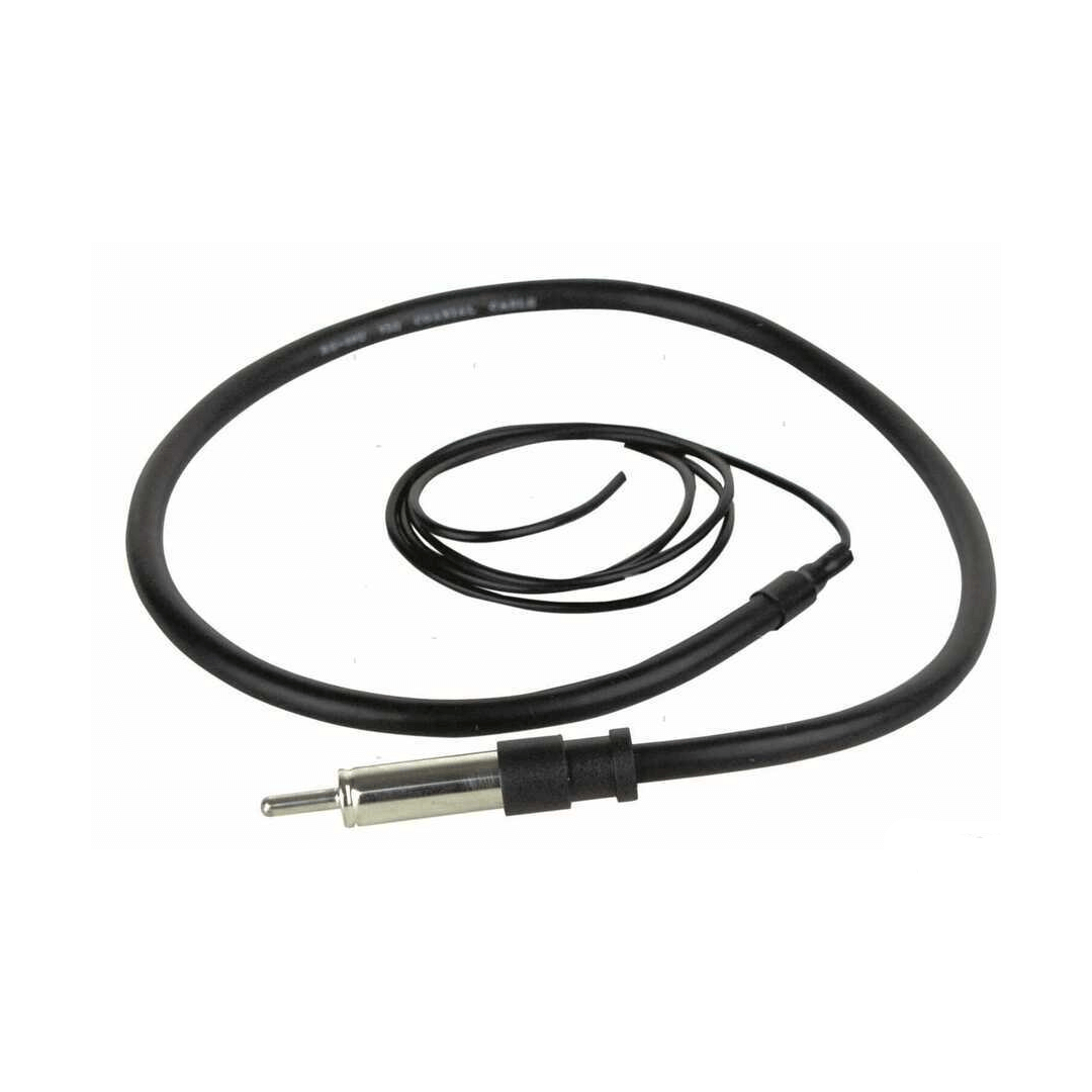 Antenna dipolo FM/AM 75 Ohm nera con connettore metallico e cavo coassiale arrotolato