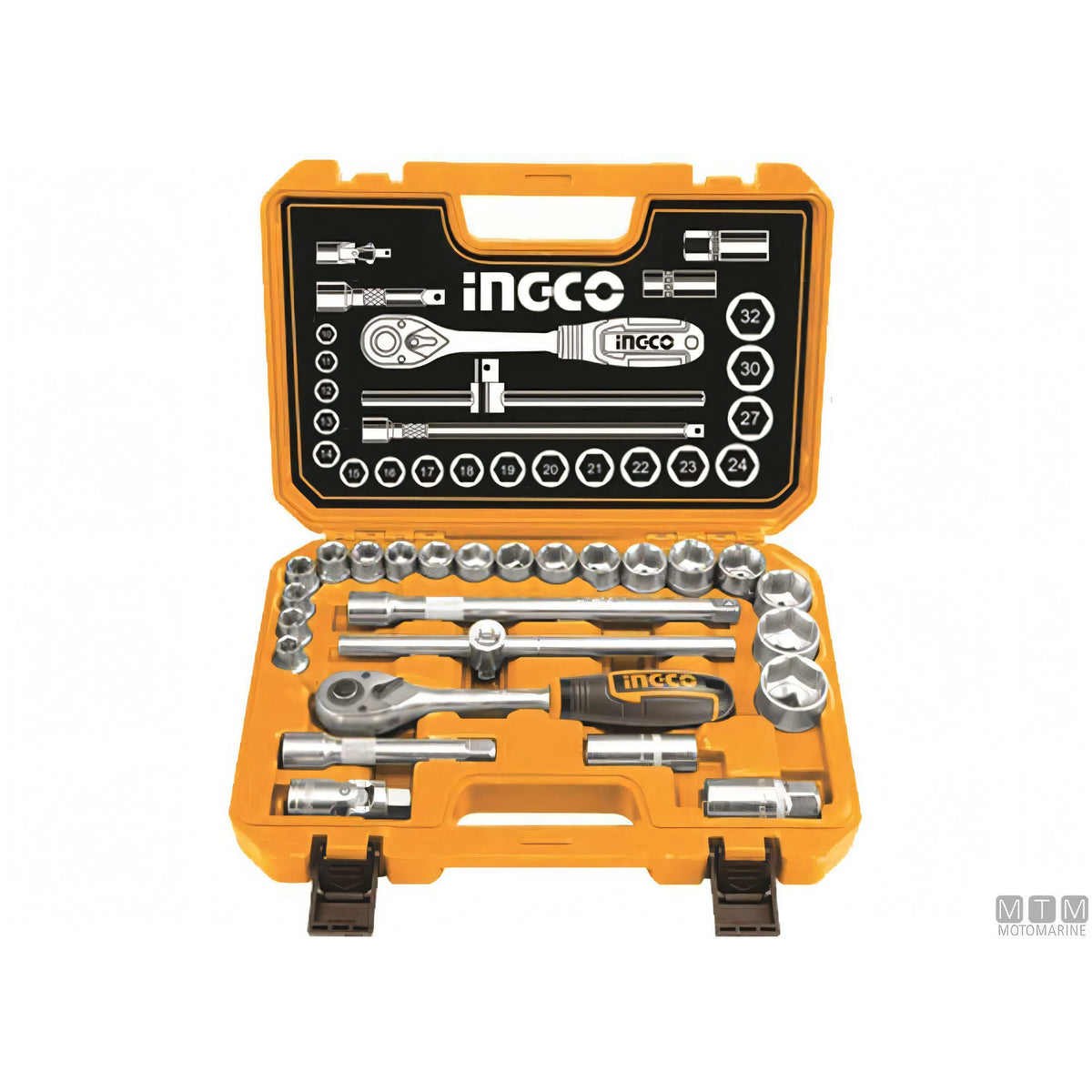 Motomarine valigetta cricchetto con bussole Cromo-Vanadio — Set 25 pezzi