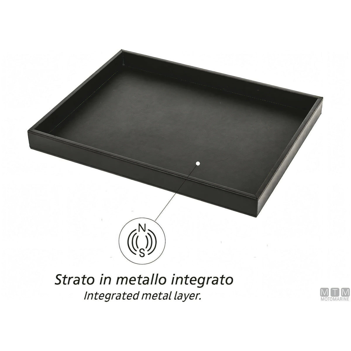 Silwy vassoio metallico in pelle nera — 41,5 x 31,5 x H4 cm