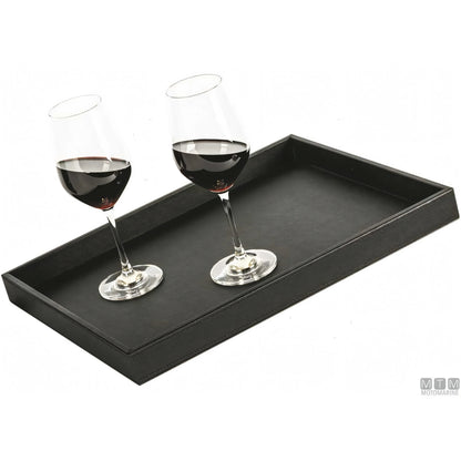 Silwy vassoio metallico in pelle nera — 41,5 x 31,5 x H4 cm