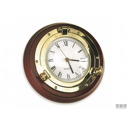 Foresti e Suardi orologio oblò in ottone e legno — 230 mm