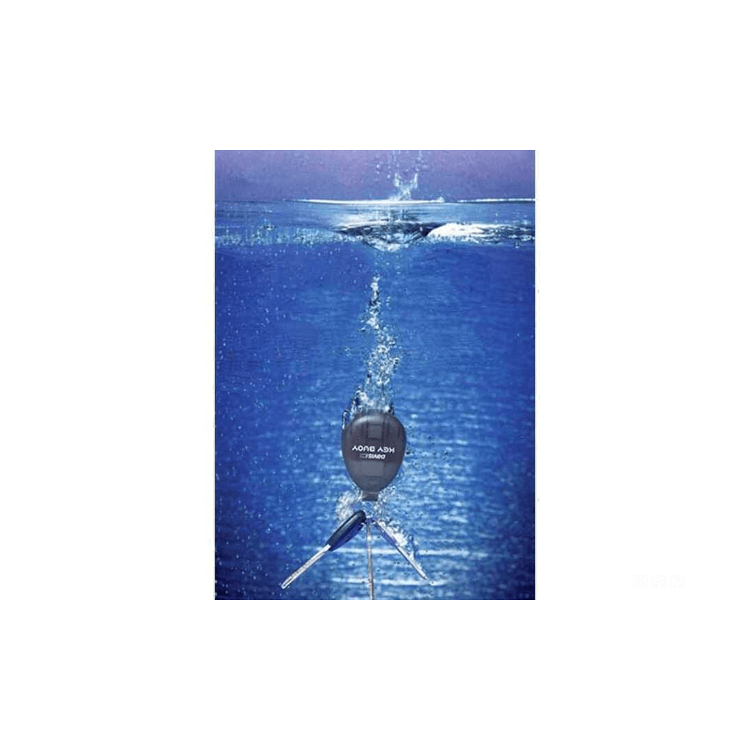 Portachiavi Davis Key Buoy autogonfiabile nero sott'acqua con bolle e chiave agganciata