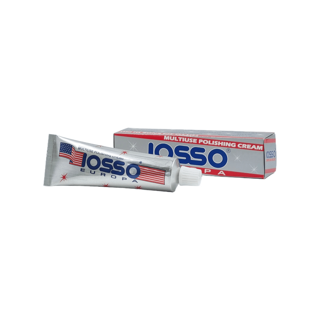 Tubetto e confezione argento crema lucidante multiuso IOSSO Europa 50ml con bandiera americana