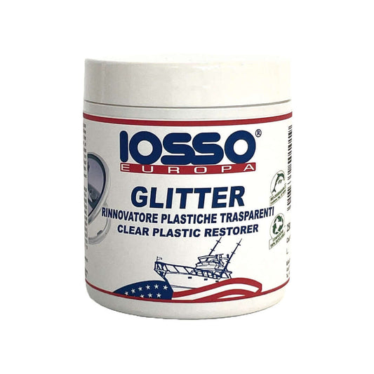 Barattolo bianco IOSSO Glitter rinnovatore plastiche trasparenti 250ml con grafica nautica