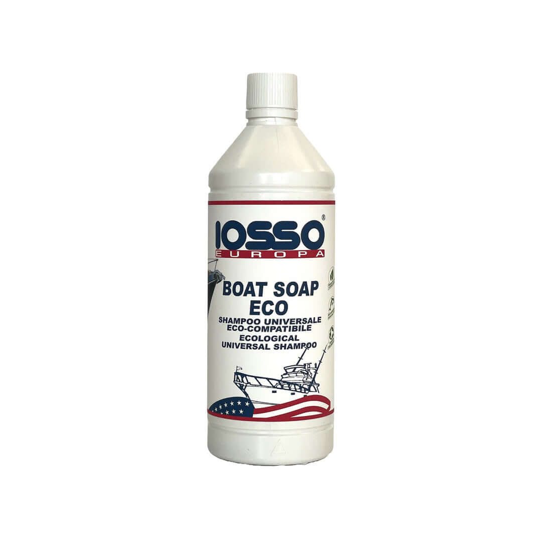 Flacone bianco da 1L IOSSO Boat Soap Eco, shampoo universale ecologico per imbarcazioni