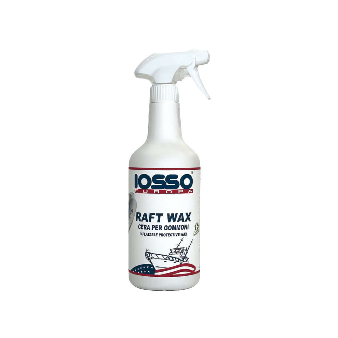 Spray cera protettiva per gommoni Iosso Raft Wax 750ml, flacone bianco con pompetta trigger