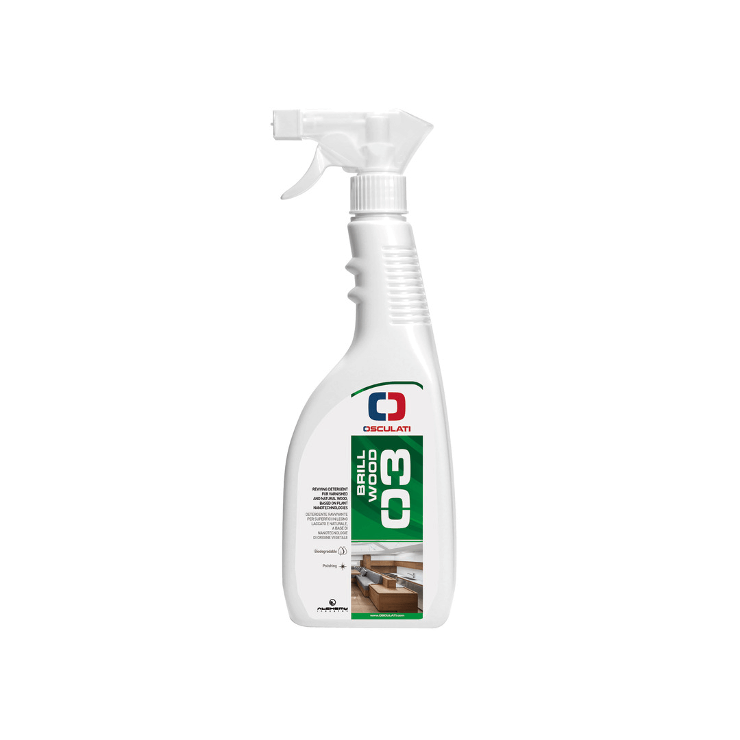 Flacone spray bianco Osculati 03 Brillwood detergente ravvivante per legno 750ml