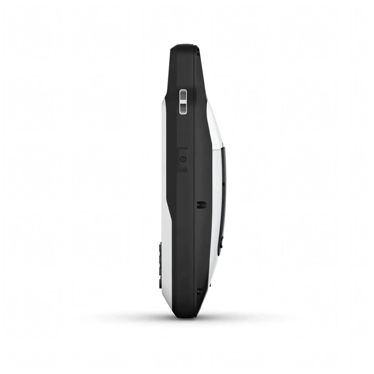 Vista laterale GPS portatile Garmin GPSMAP 79s nero e bianco con tasti e slot laterali