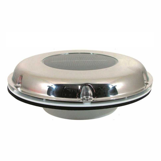 Aeratore solare Solara SS tondo in acciaio inox con pannello fotovoltaico integrato, Ø 220x120 mm