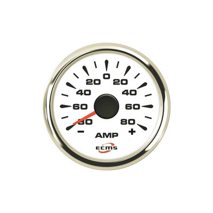 Manometri marini ECMS White Chrome Ø 52mm, Acciaio Inox 316. Strumentazione impermeabile IP67, anti-appannamento e programmabile. ampere