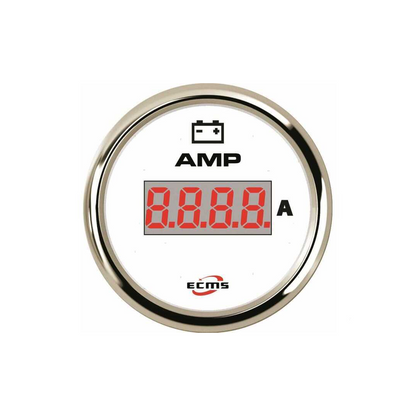 Manometri marini ECMS White Chrome Ø 52mm, Acciaio Inox 316. Strumentazione impermeabile IP67, anti-appannamento e programmabile. ampere digitale