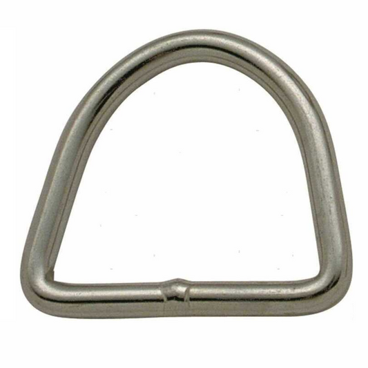 Anello a D in acciaio inox color argento forma semicircolare Ø 4 mm misura 25x30 mm