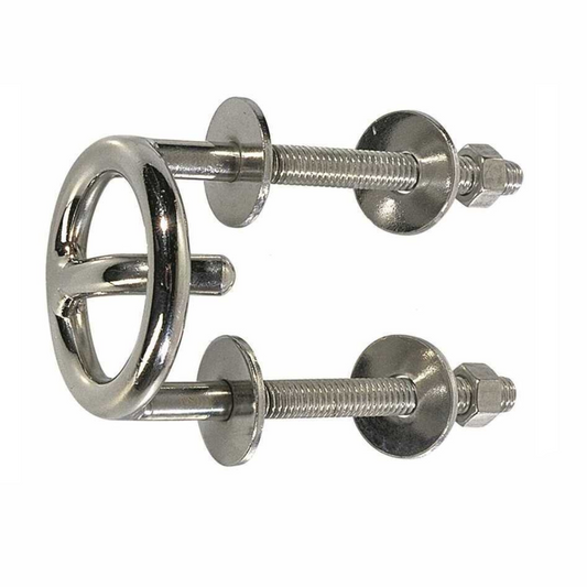 Anello traina sci inox lucido Ø60mm con due perni filettati 75x10mm e dadi
