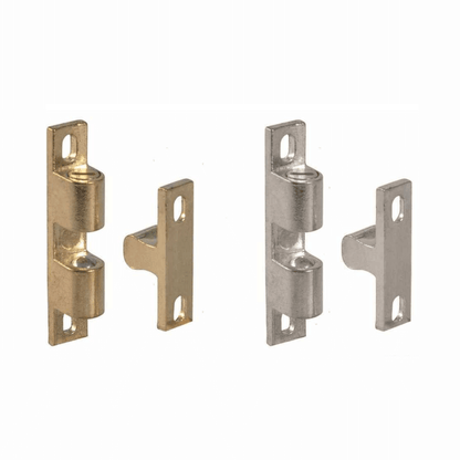 Arresto a spinta doppio a sfera in ottone dorato e cromato satinato con staffa, 50x8 mm