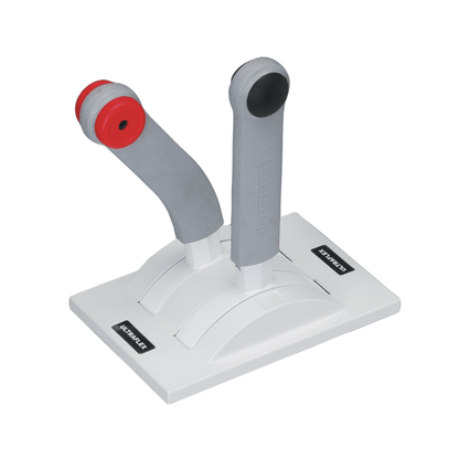 Bileva comando doppia leva Ultraflex B208R bianca con impugnatura rossa e nera su base rettangolare