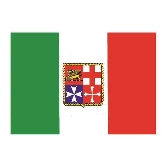 Bandiera Italia adesiva verde bianco rosso con stemma Marina Mercantile 16x24 cm