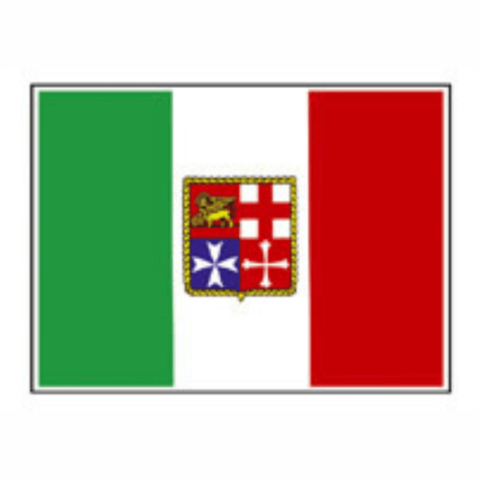 Bandiera Italia gommata adesiva 16x24 cm, tricolore verde bianco rosso con stemma Marina Mercantile