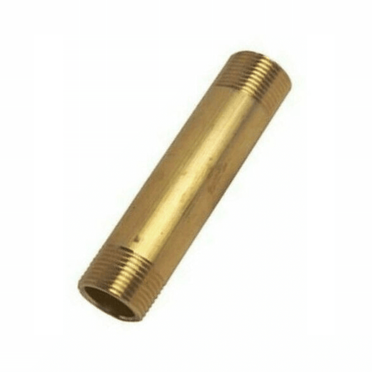 Barilotto ottone 1" due filetti maschi 150mm, cilindrico dorato, raccordo tubolare filettato