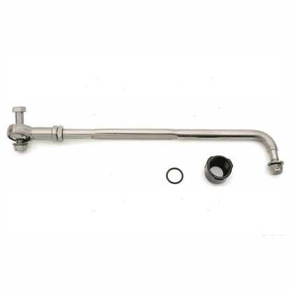 Barra rinvio motore inox A73SS Ultraflex con raccordo nero e O-ring, forma a L, finitura lucida