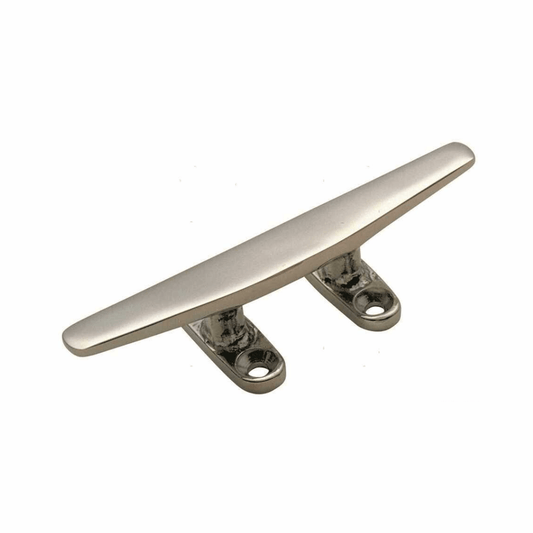 Bitta ormeggio Silhouette in acciaio inox lucido, forma piatta allungata con due basi forate