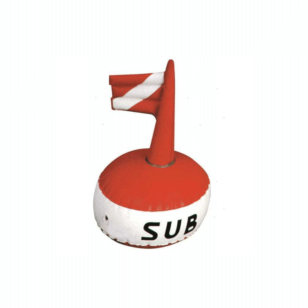 Boa sub rotonda rossa e bianca Ø 380 mm con bandiera segnaletica e scritta SUB