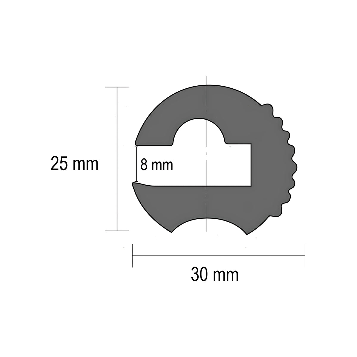 Bottazzo profilo parabordo tipo ECO1 in PVC nero altezza 25mm per giunzioni scafo-coperta.