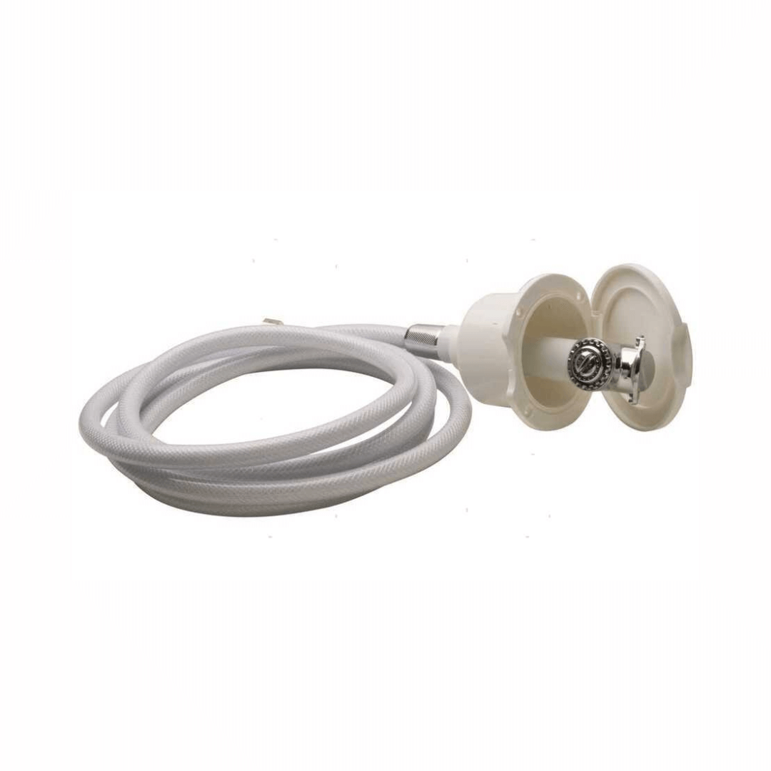 Box doccetta dritta 246 bianco con tubo flessibile intrecciato bianco e supporto rotondo a doppio foro