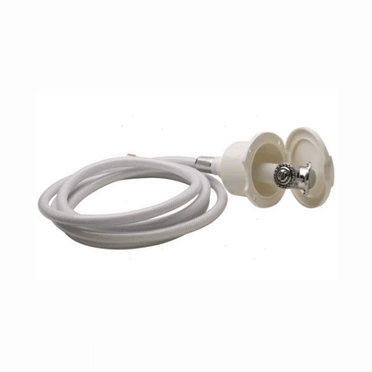 Box doccetta dritta 246 bianco con tubo flessibile intrecciato bianco e supporto rotondo a doppio foro