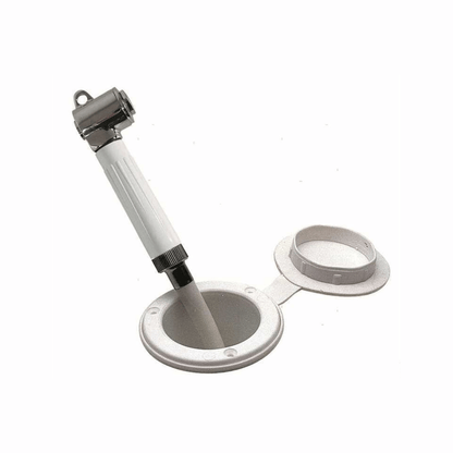 Box doccetta round bianco con supporto cromato regolabile e anello di fissaggio rimovibile