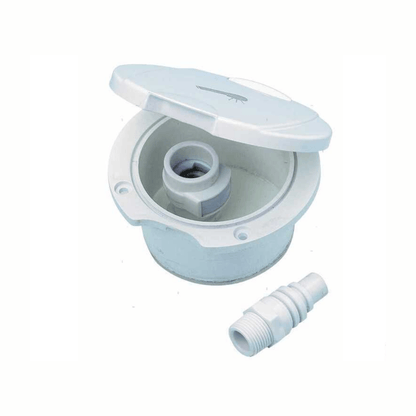 Box per innesto rapido doccetta bianco in plastica con coperchio e raccordo filettato incluso