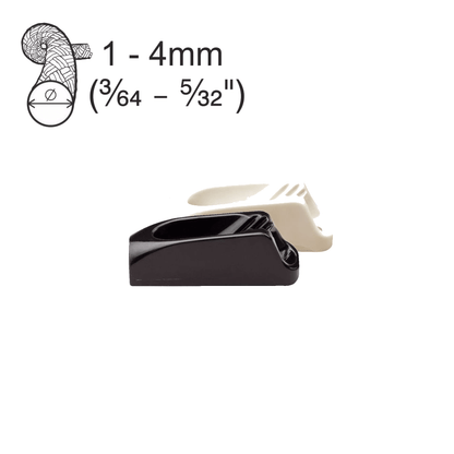 Strozzascotte Clamcleat CL263 in nylon nero e bianco per cime Ø 1-4mm