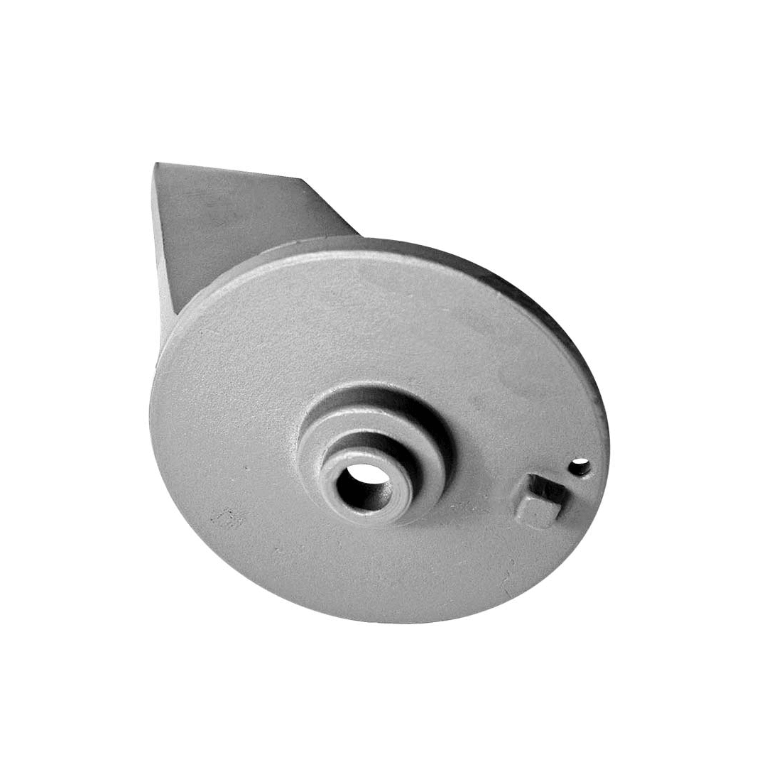 Anodo pinna Suzuki 70HP in zinco grigio, forma circolare con foro centrale e aletta superiore