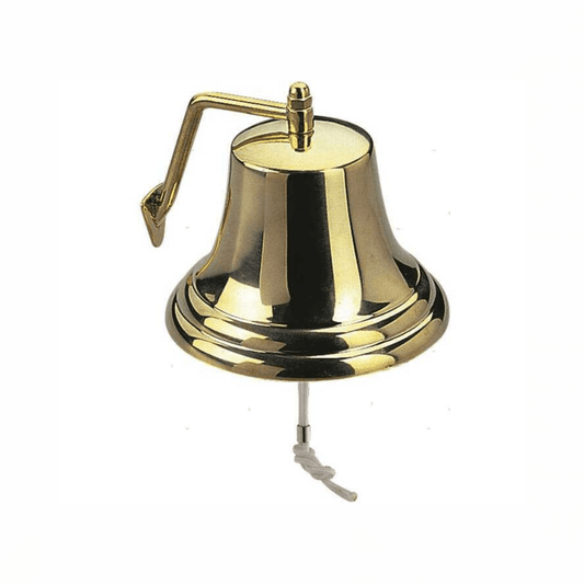 Campana nautica in ottone lucidato a specchio con staffa e batacchio a corda, per imbarcazioni 12-20m