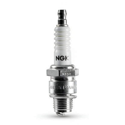 Candela NGK LKR7E in metallo cromato e ceramica bianca, isolatore nervato, Made in France