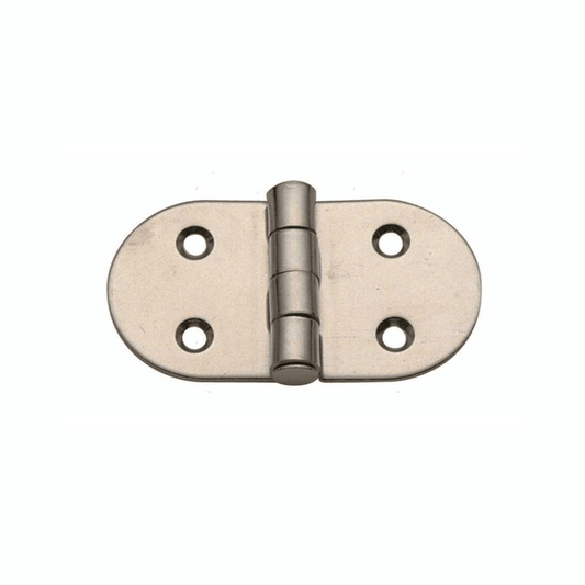 Cerniera biscotto reverse 39x37 mm in acciaio inox, forma ovale con 4 fori e perno centrale