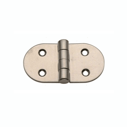 Cerniera biscotto 39x37 mm in acciaio inox, forma ovale con 4 fori e perno centrale