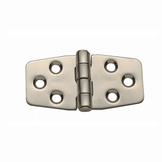 Cerniera biscotto Centerpin inox 43x75 mm con 6 fori e perno centrale, finitura satinata