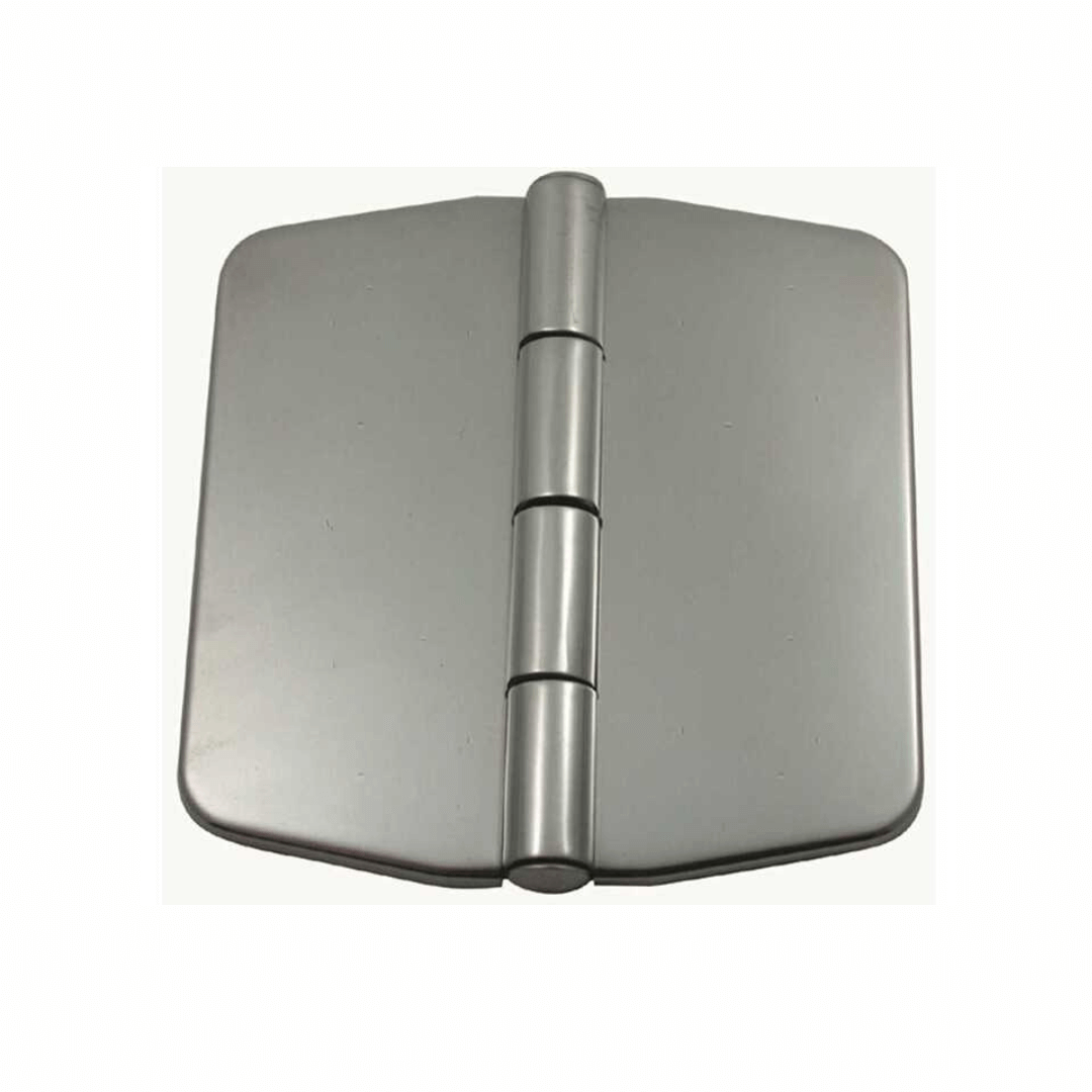 Cerniera inox coperta biscotto 75x74 mm argento satinato con perno centrale, vista frontale chiusa