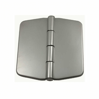 Cerniera inox coperta biscotto 75x74 mm argento satinato con perno centrale, vista frontale chiusa