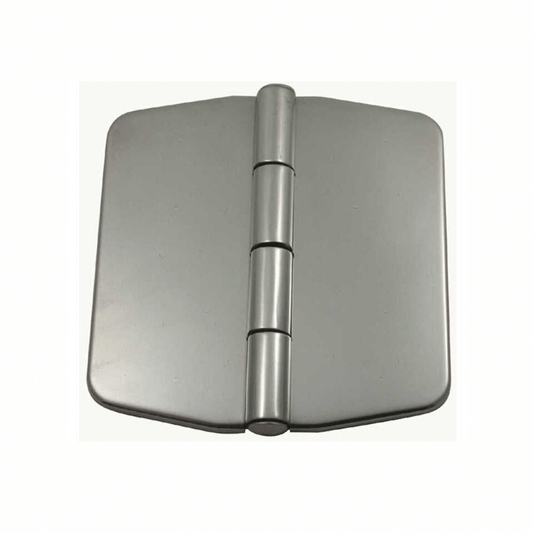 Cerniera inox coperta biscotto 75x74 mm argento satinato con perno centrale, vista frontale chiusa