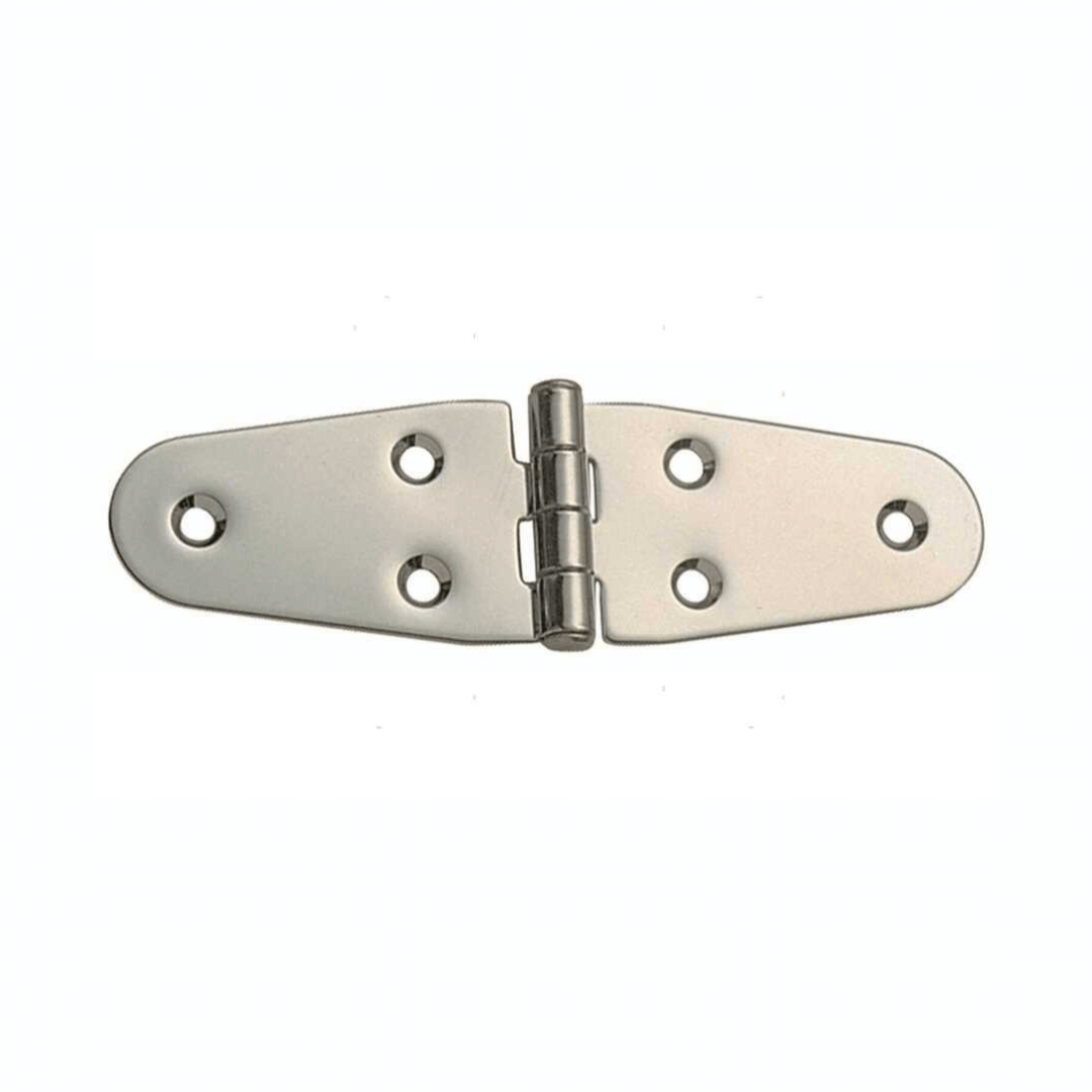 Cerniera inox a farfalla Wing 39x70 mm con 6 fori, forma allungata arrotondata, finitura lucida