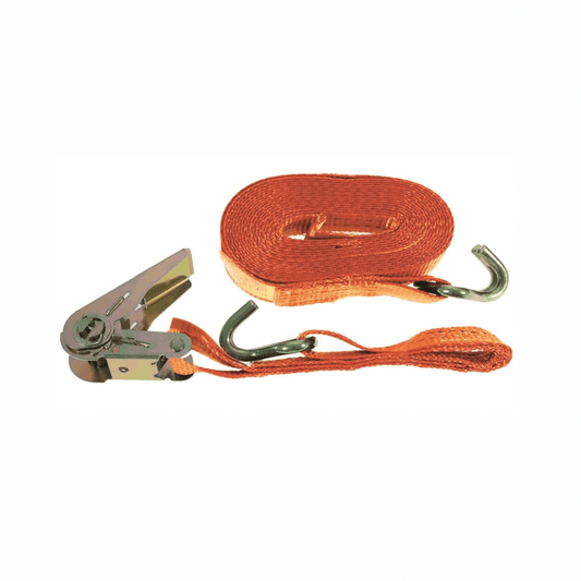 Cinghia tensionatrice arancione 6m con gancio S in acciaio e cricchetto metallico dorato 1000kg